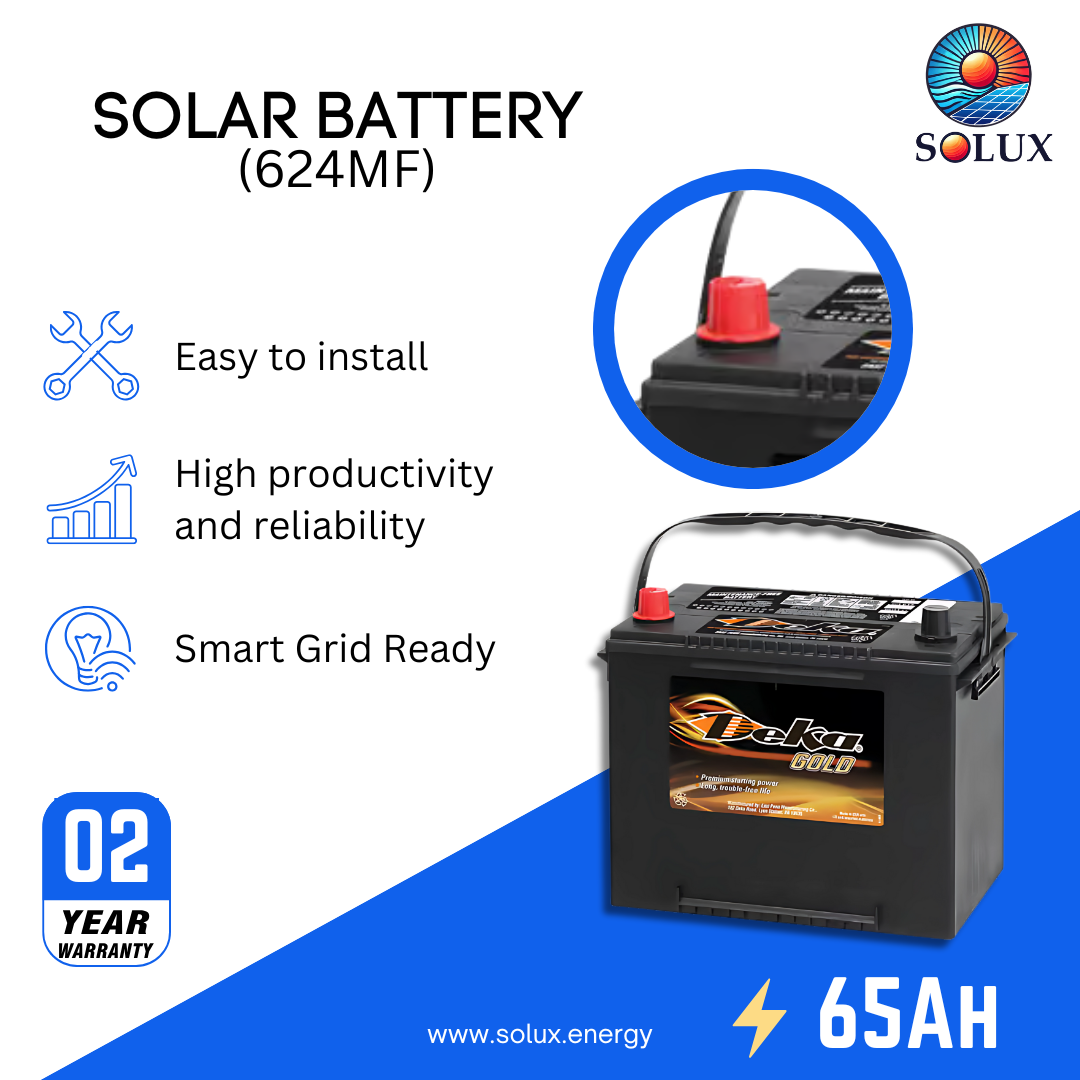 This is an image of MK Deka Gold 65Ah 12V FLA Battery 624MF